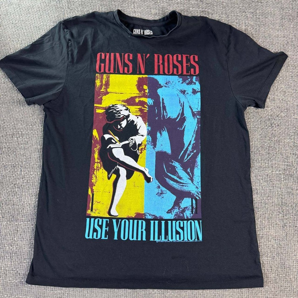 Guns N Roses Use Your Illusion Graphic Tee Mens Large Black Rock Band Shirt